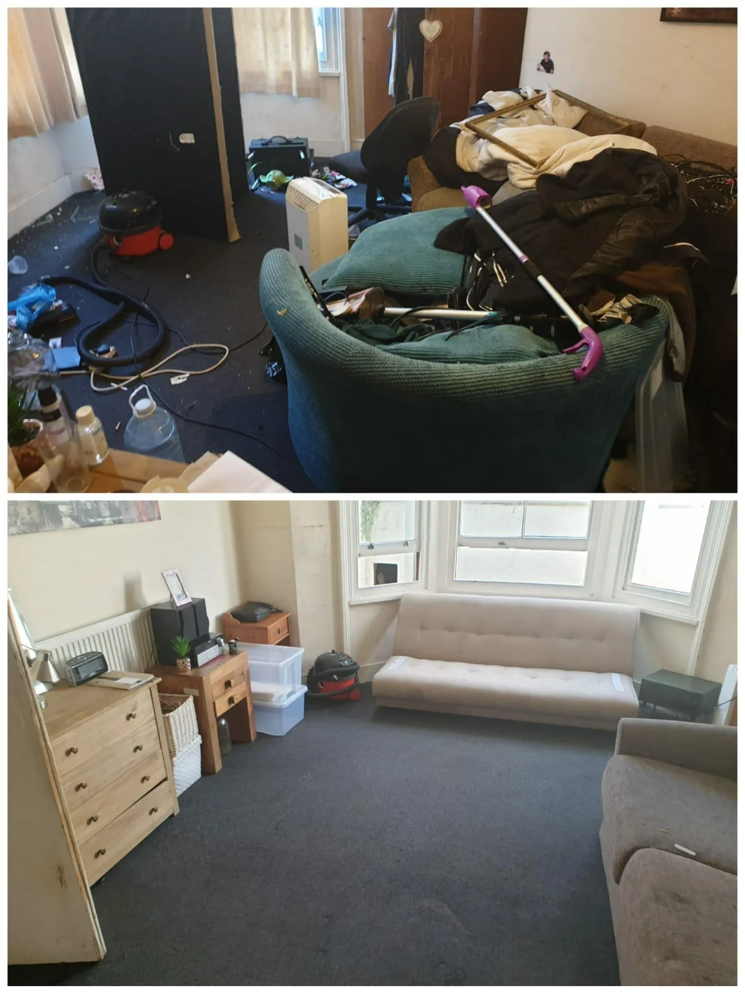Shared house living room before and after cleaning GK Cleaning Solutions Brighton